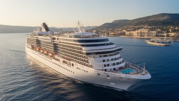 Grand paquebot de croisière MSC Fantasia en Méditerranée avec ponts, balcons et ambiance familiale à bord
